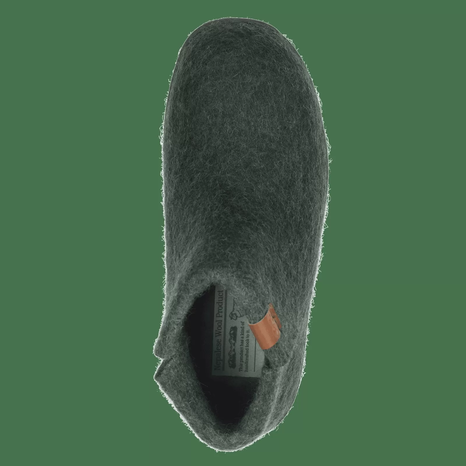 wool_nepal__olive_3-1.webp Hjemmesko Med Gummisål>Green Comfort Wool Nepal - Olive